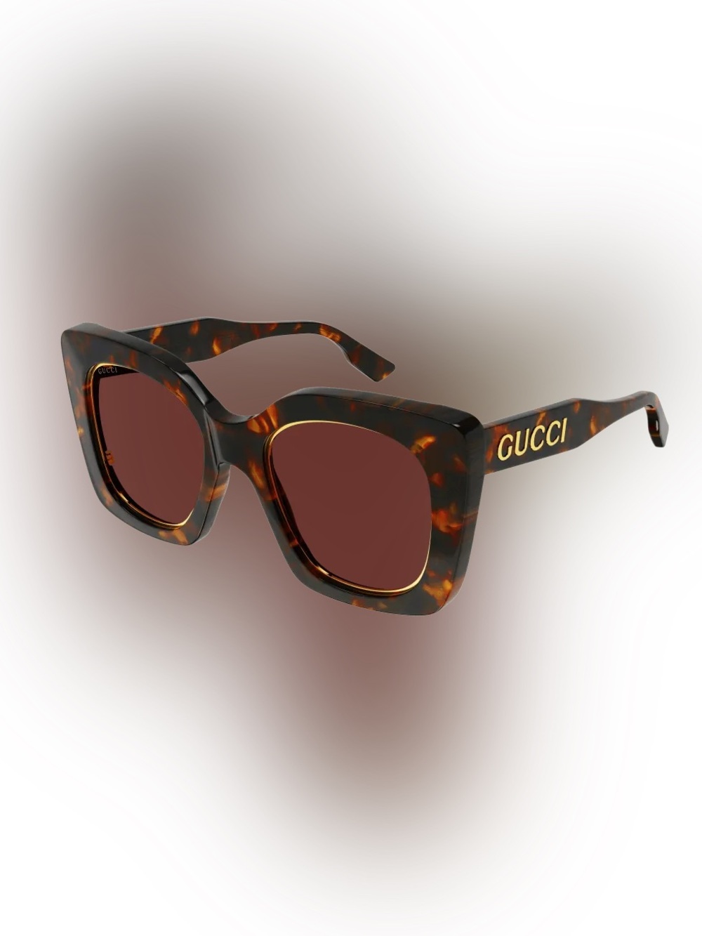 Gucci GG1151S Havana Brown Oversized Butterfly Sunglasses w/ Case